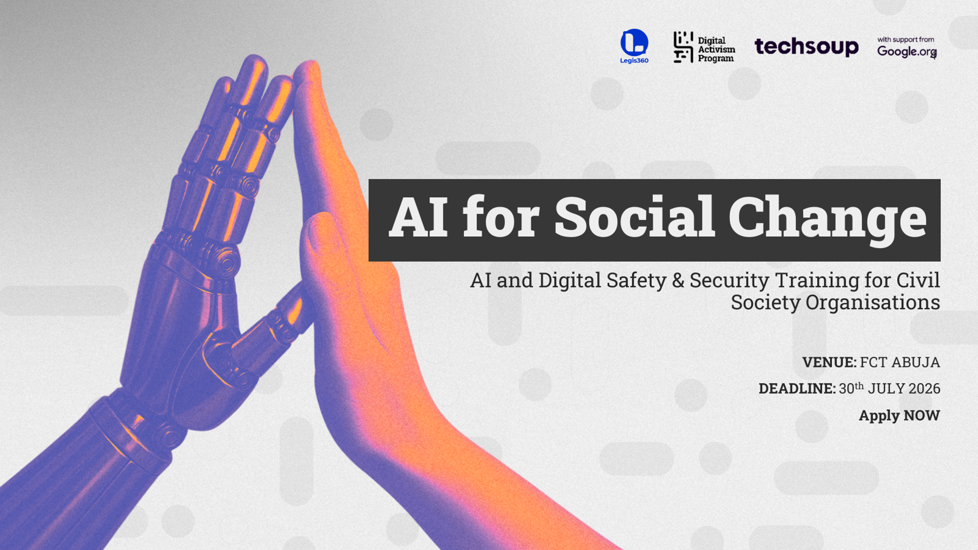 Applications open for AI and Digital Safety & Security Training for Civil Society Organisations